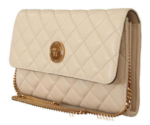 Versace White Nappa Leather Medusa Evening Bag